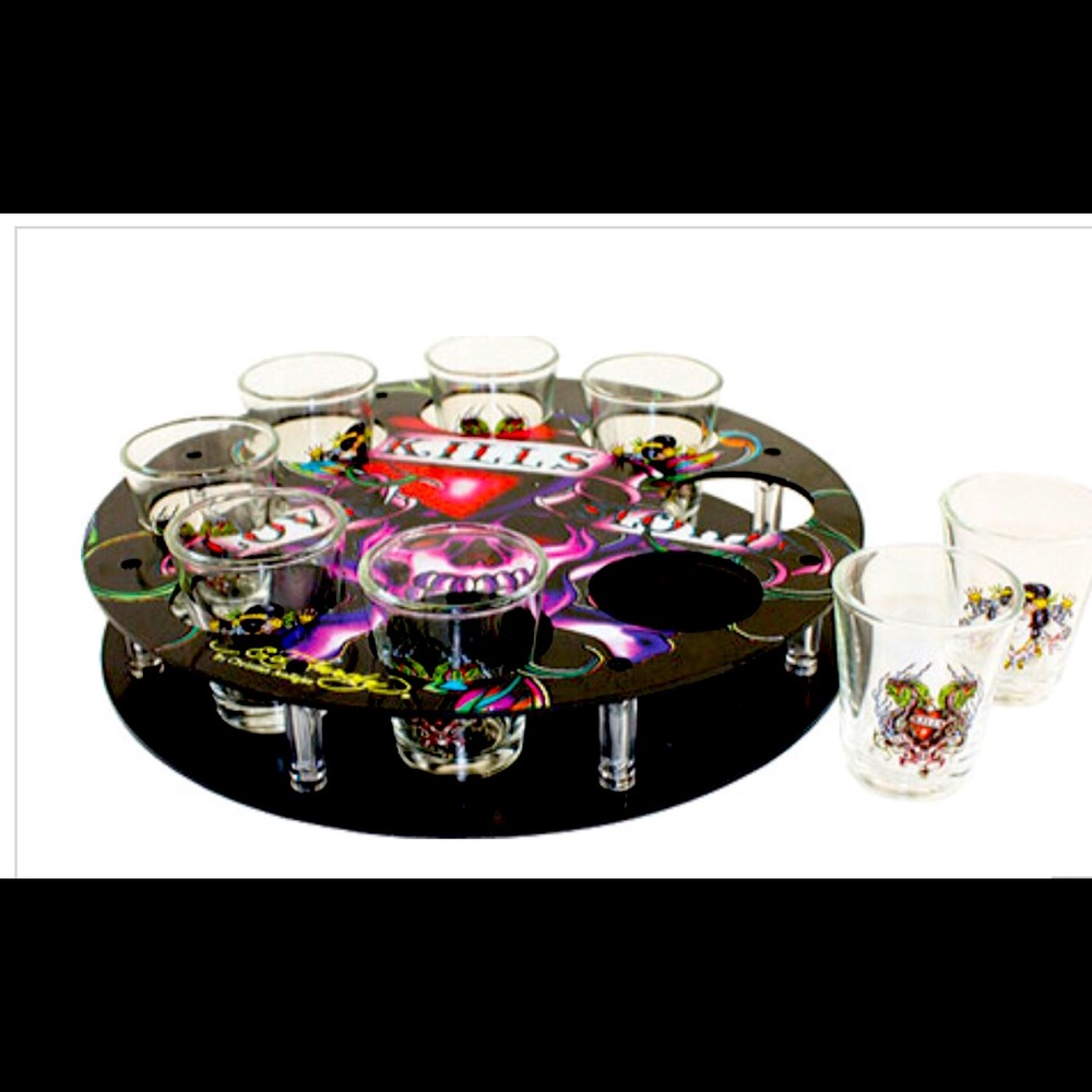 Ed Hardy Love Kills Slowly Shot Glass Tray (8)
